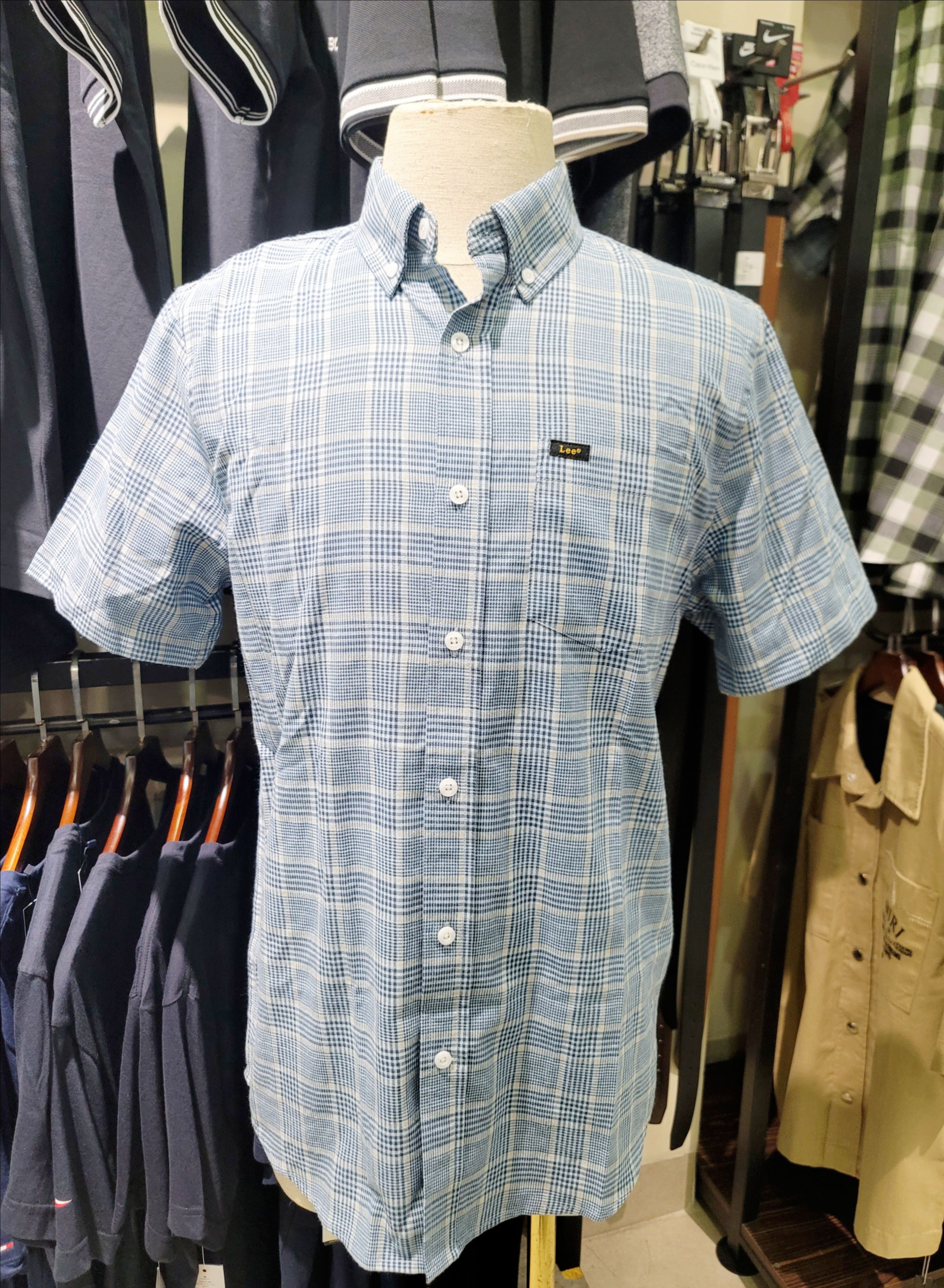 Sơ mi cộc tay Lee - caro xanh nhạt