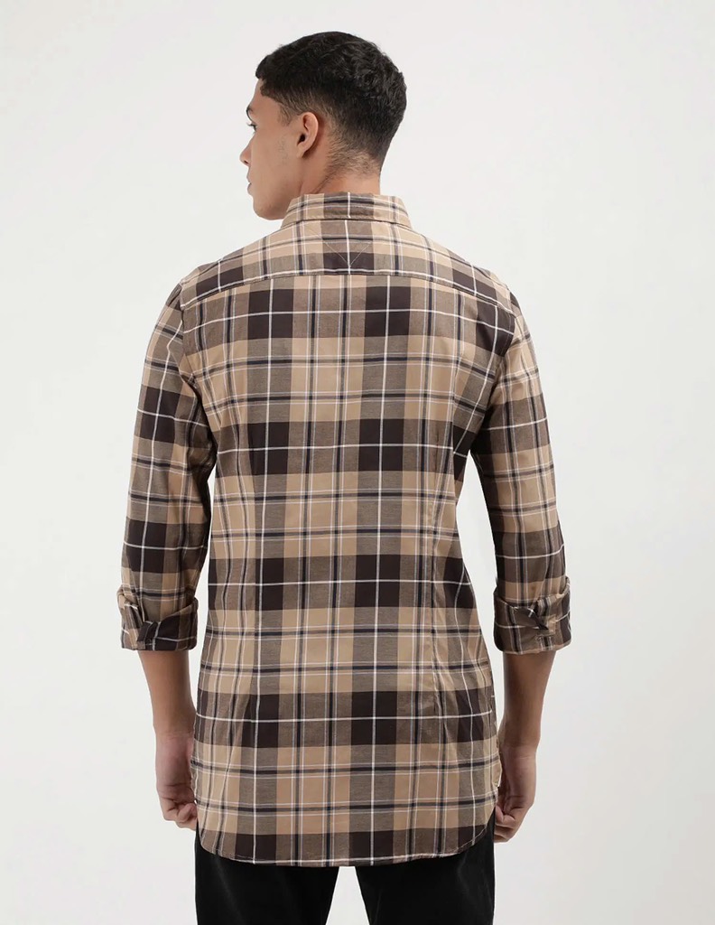 Sơ mi dài tay Tommy caro vuông vàng nâu đất