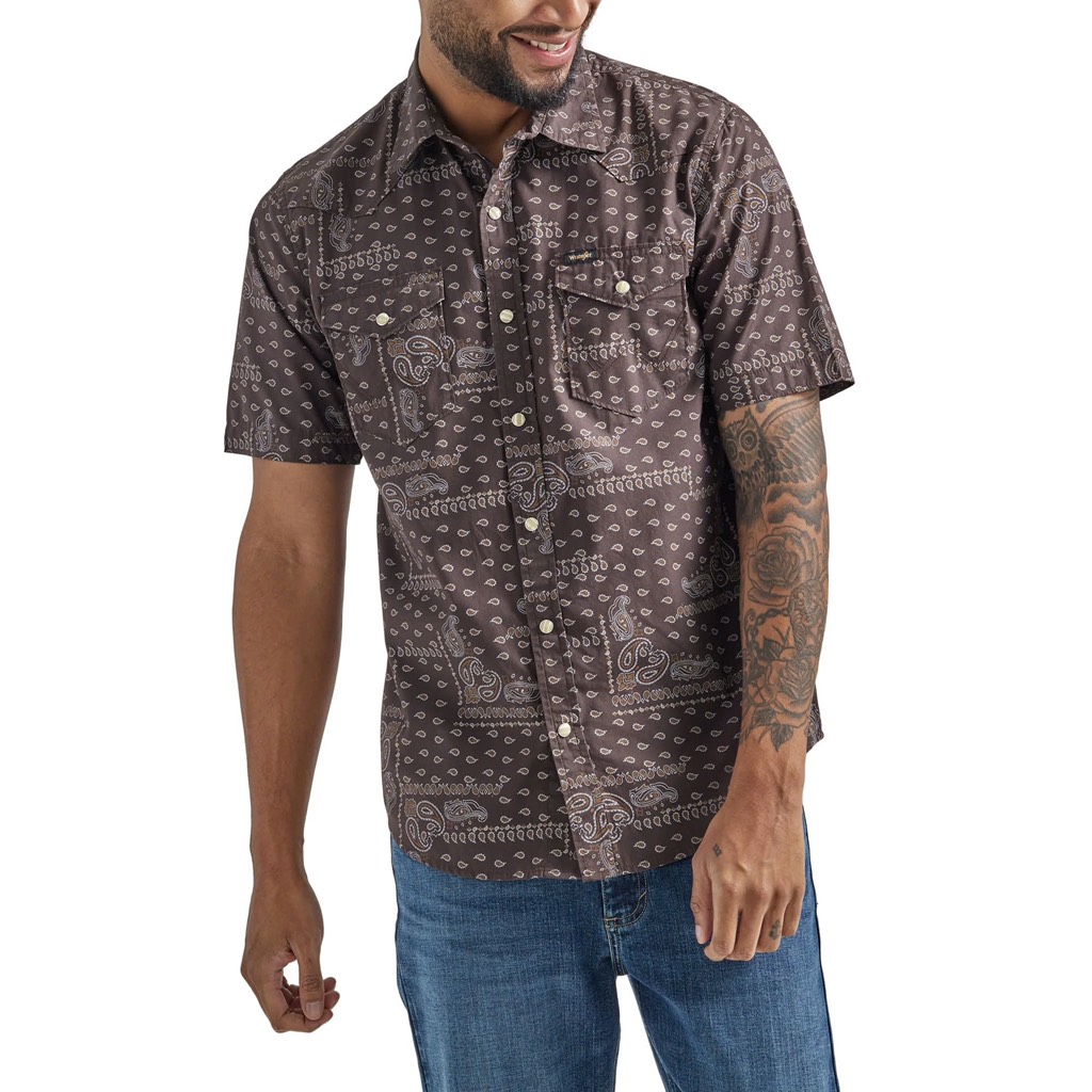 Sơ mi cộc tay wrangler nâu