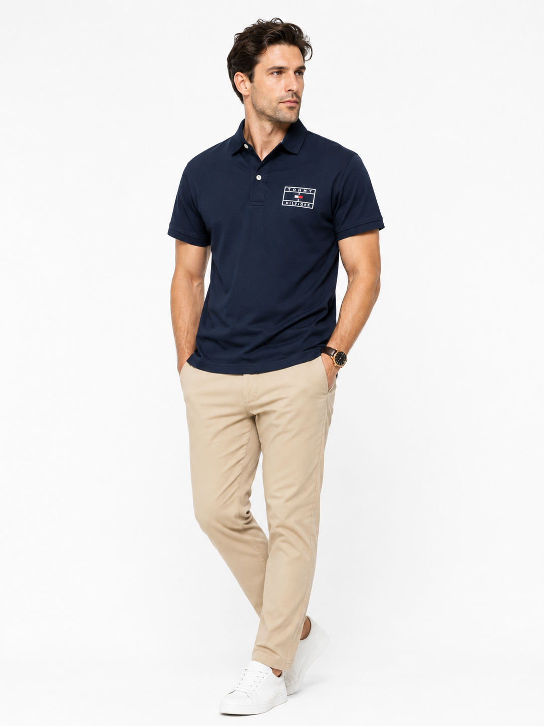 Polo Tommy Hilfiger Regular Navy - Logo chữ nhật