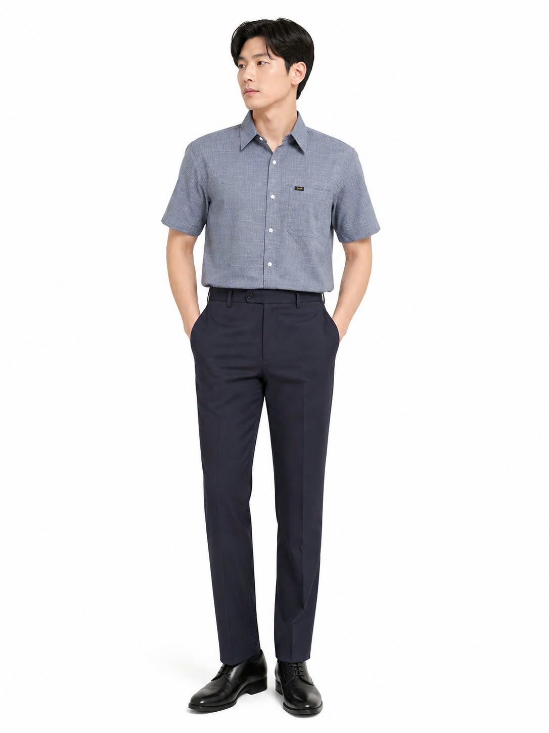 Sơ mi cộc tay Lee  ghi xước