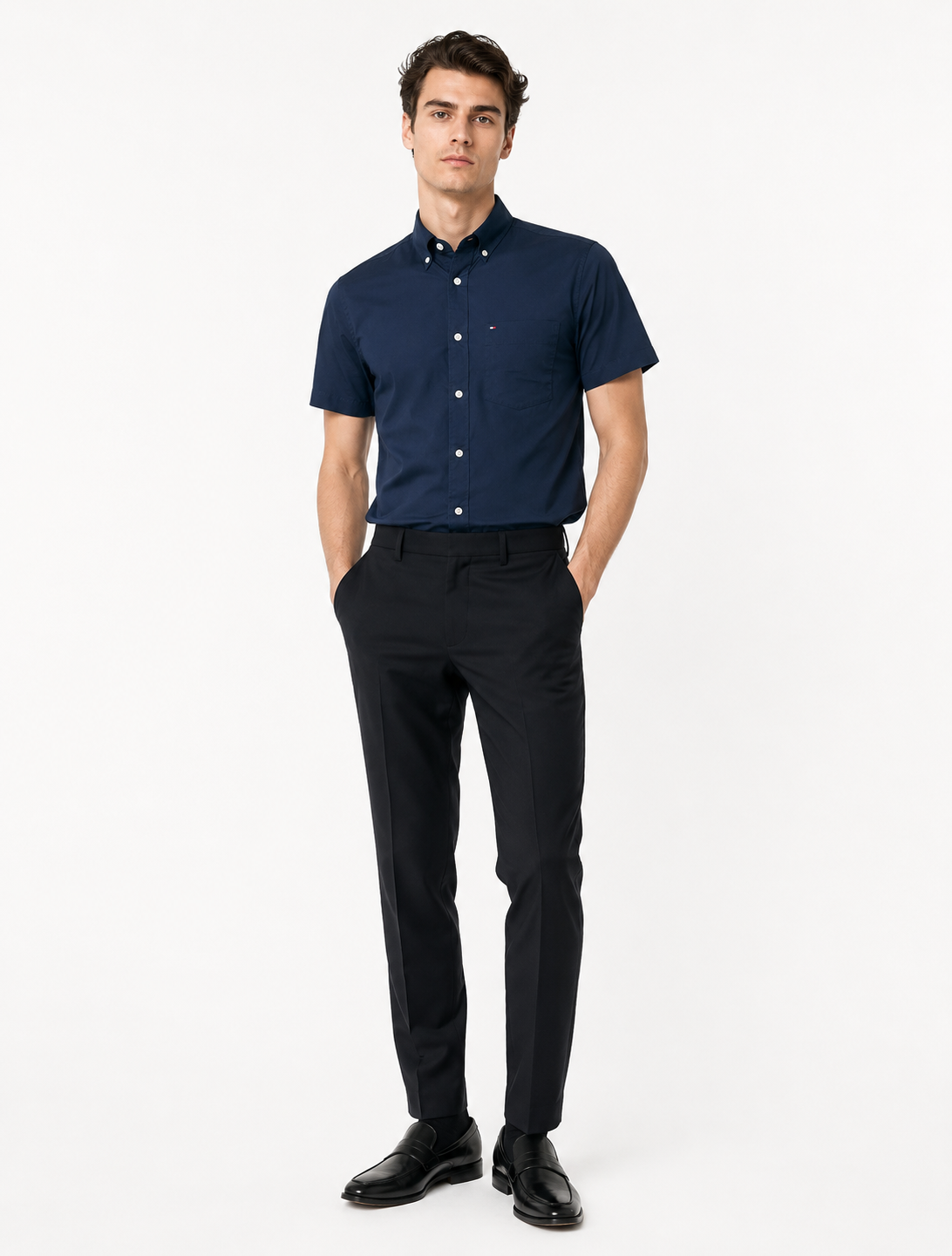 Sơ mi cộc tay Tommy Slimfit Navy