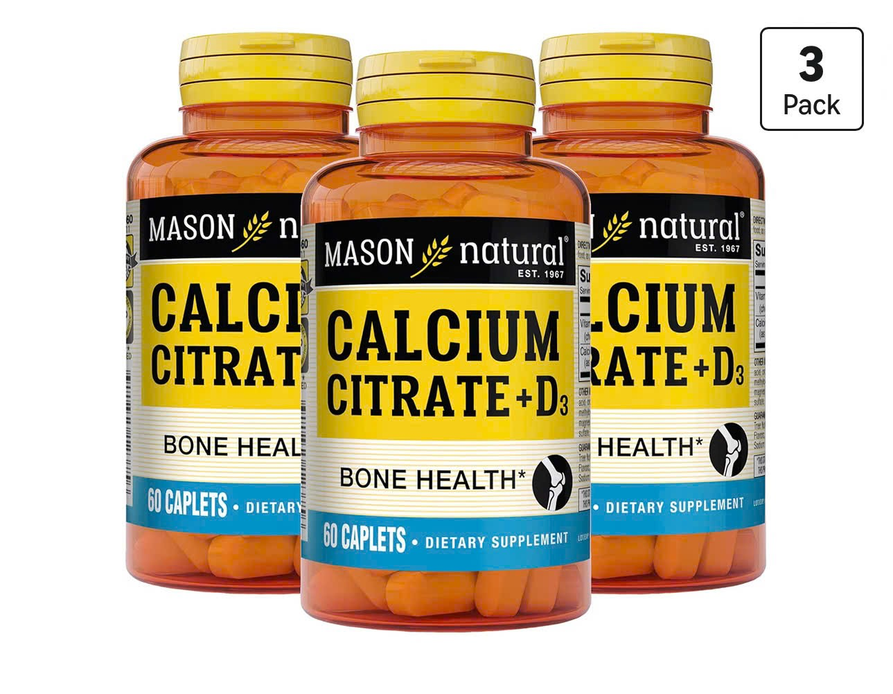 Viên uống MASON NATURAL CALCIUM CITRATE + D3 Hỗ Trợ Xương Chắc Khỏe Hộp 60 viên