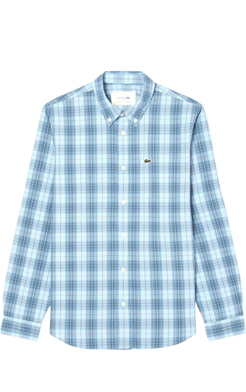 Sơ mi dài tay Lacoste Men's Check Print Stretch Shirt - Rill, Limestone, & Gipsy