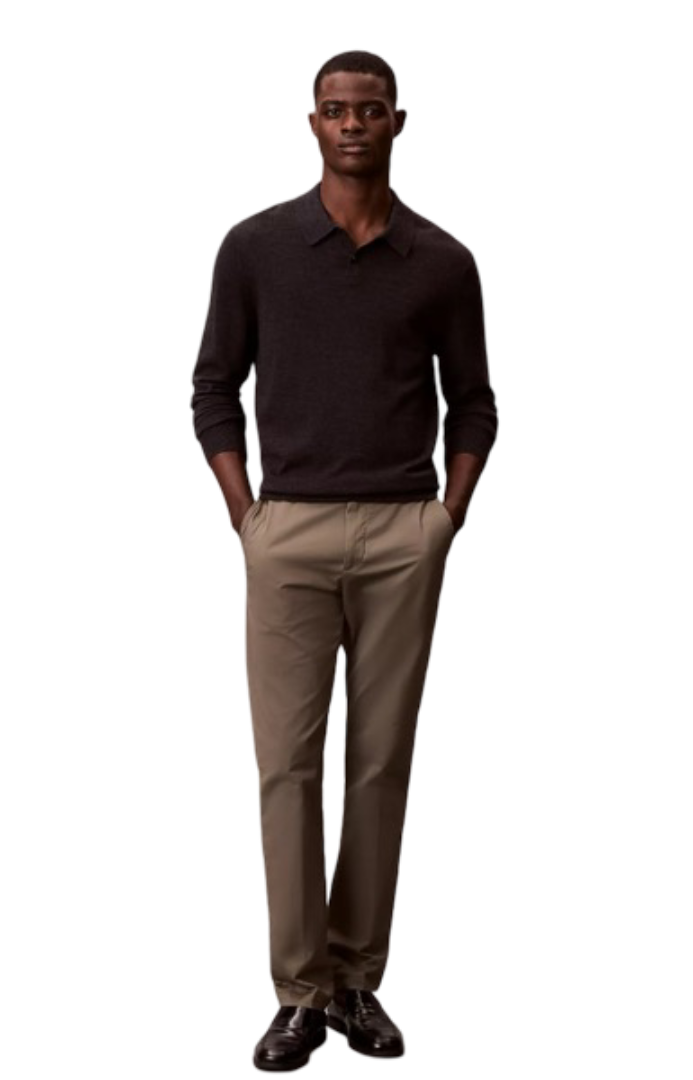 Trousers Calvin Klein Cotton Stretch Slim - Brown