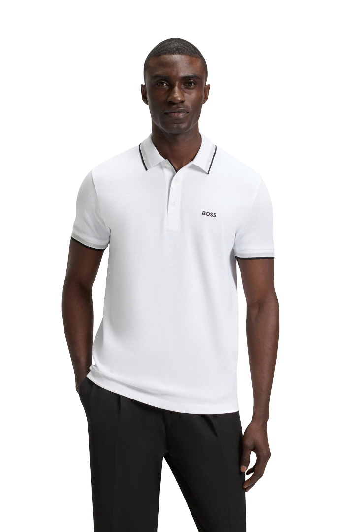 Polo Shirt BOSS Regular Fit Paddy Tipped Collar - White