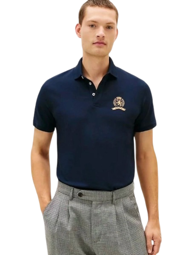 Polo Tommy Crest Logo Pique - Navy