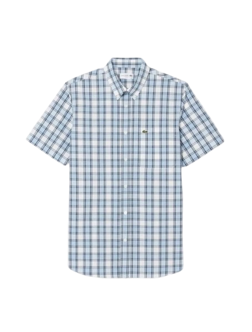 Sơ mi Cộc tay Lacoste Regular Fit Plaid - Light Blue/White