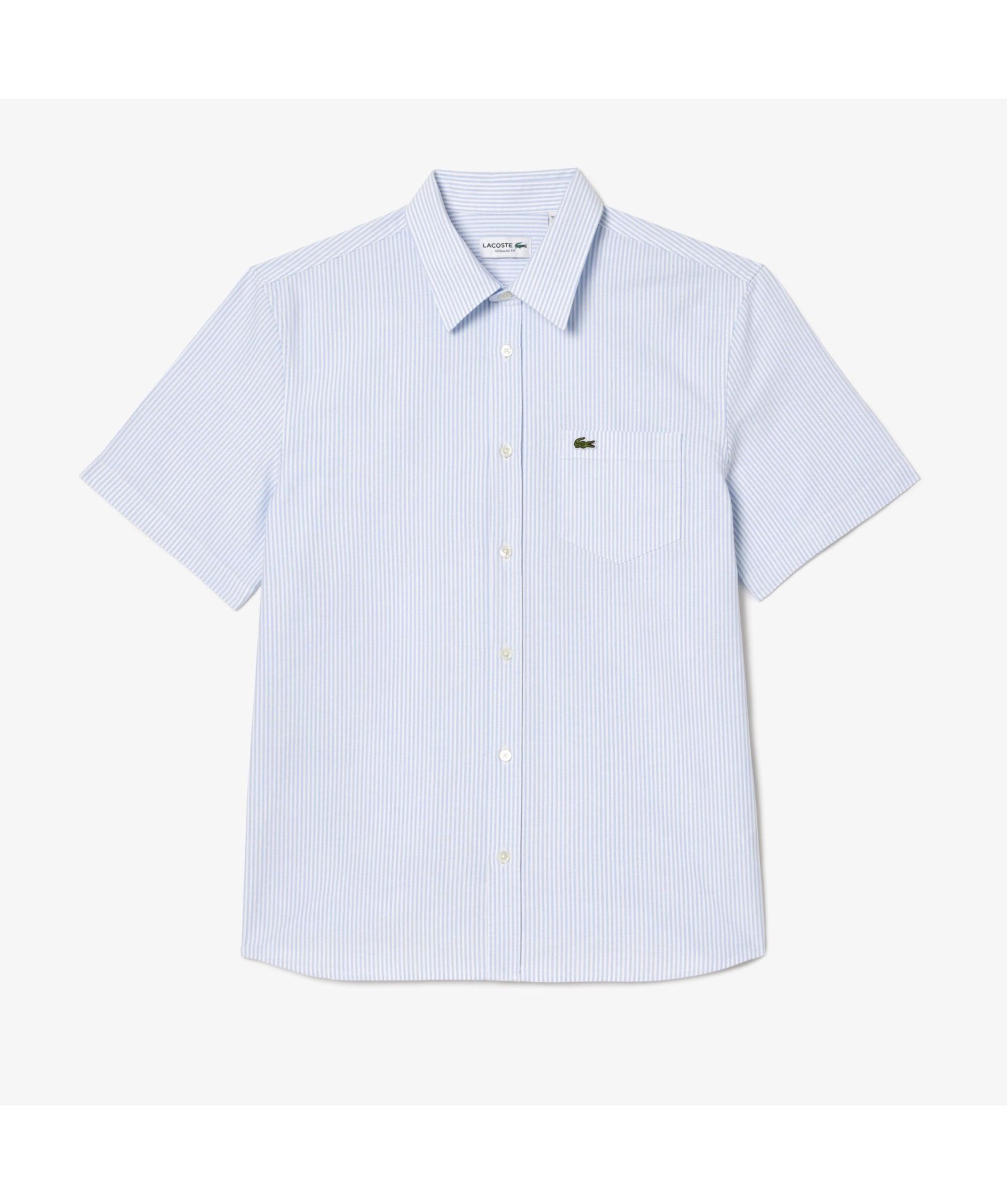 Sơ mi lacoste cộc tay blue white