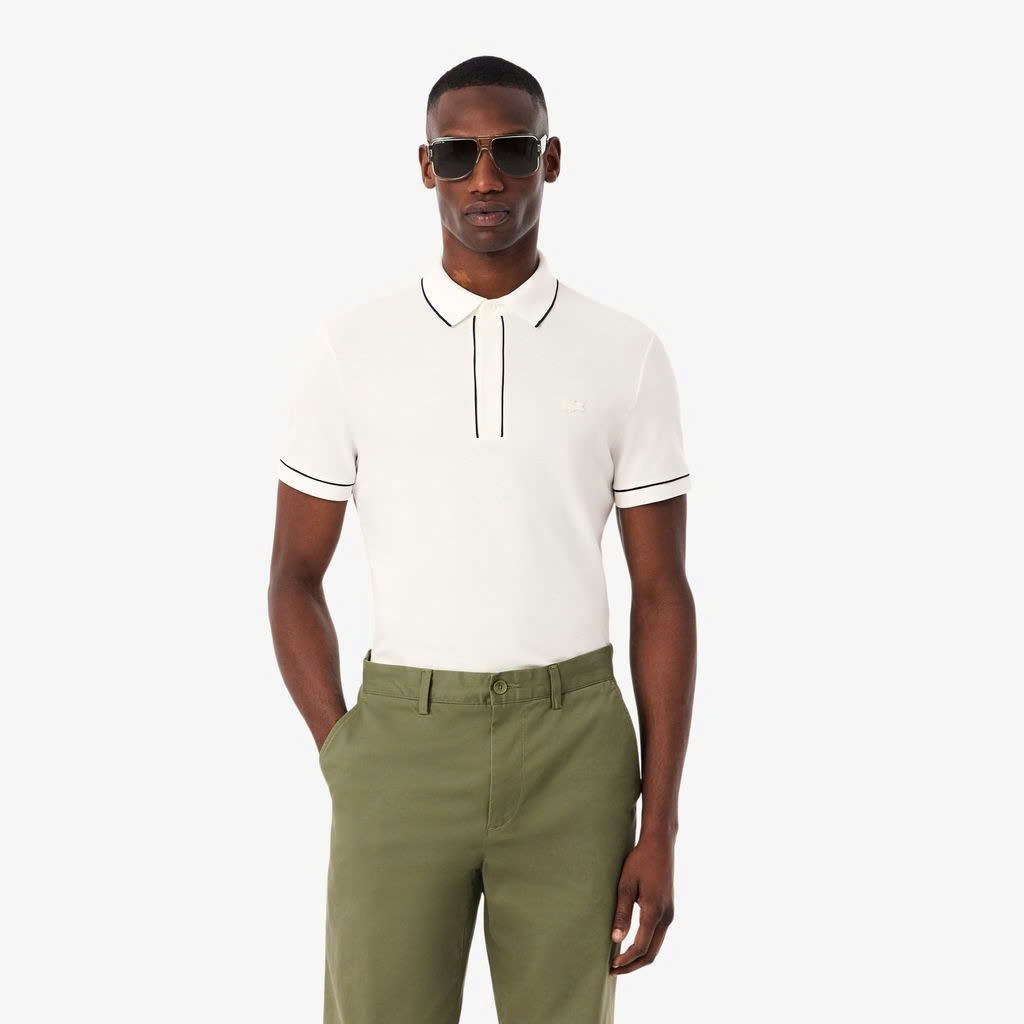 Polo Lacoste Regular Fit Paris Stretch Piqué - White
