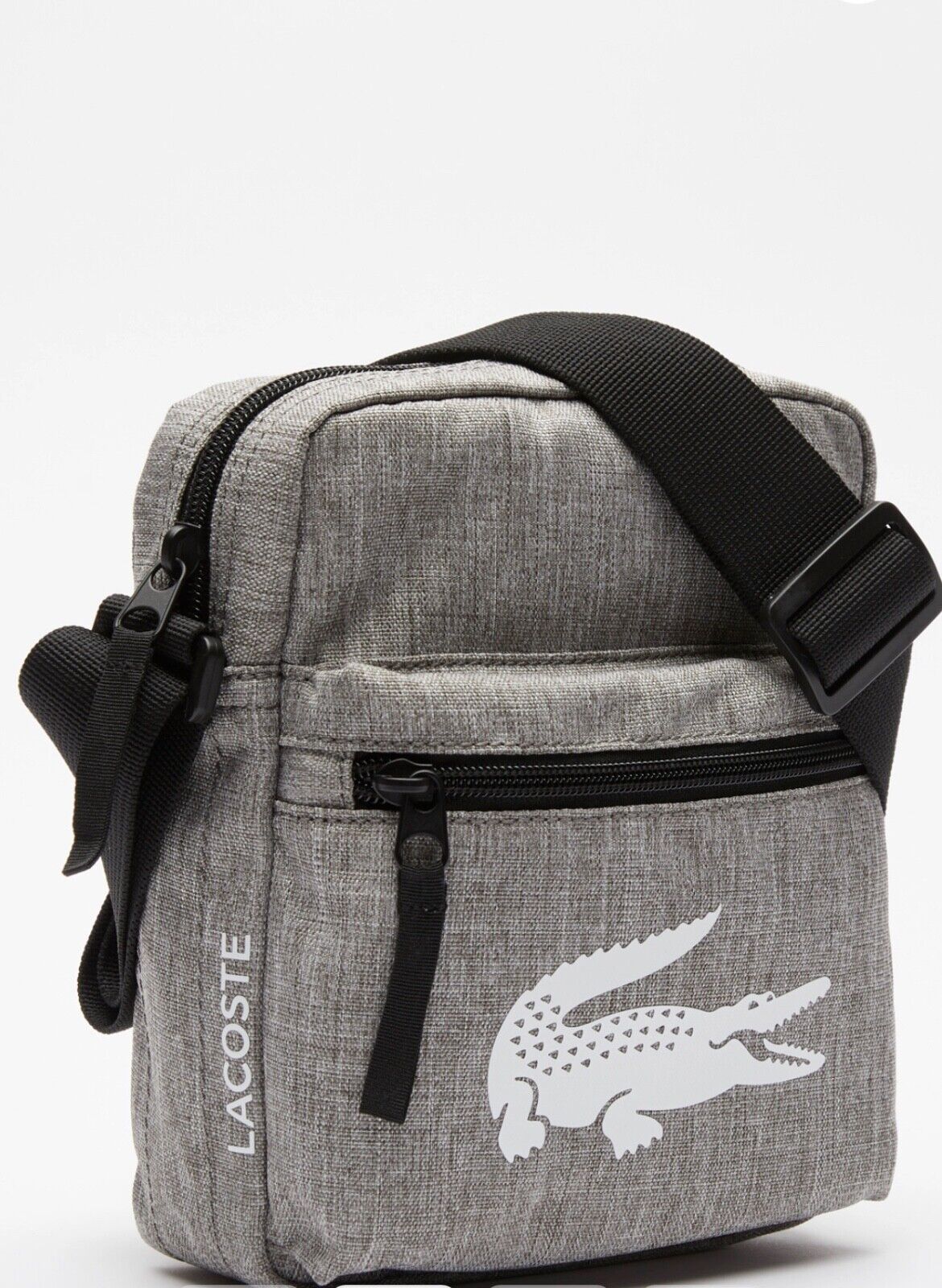 Túi Canvas Lacoste - Màu ghi xám logo trắng