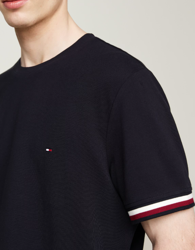 Tommy Global Stripe Cuff Pique T-Shirt