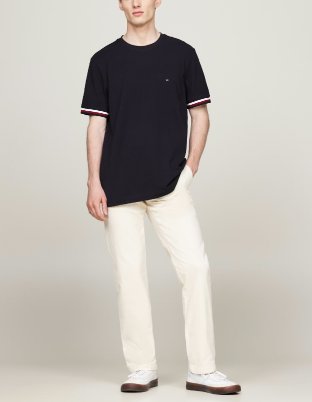 Tommy Global Stripe Cuff Pique T-Shirt