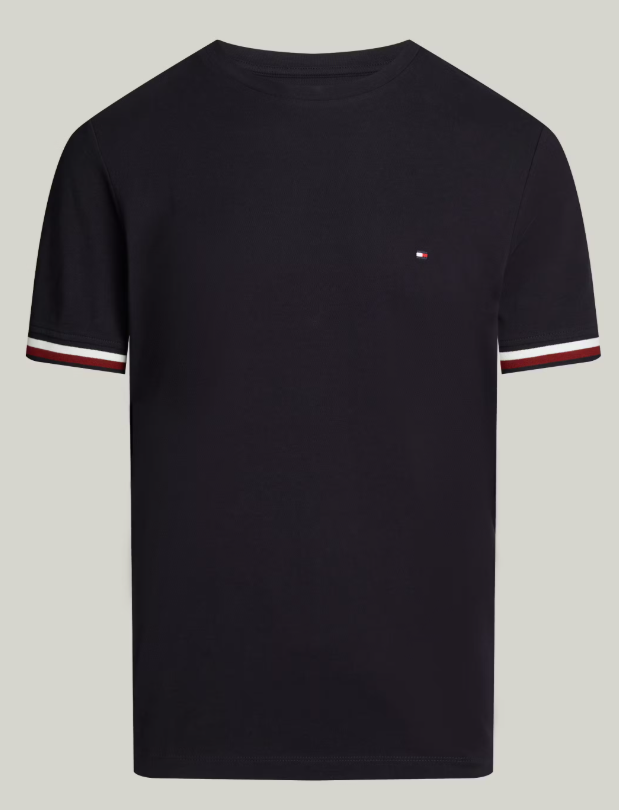 Tommy Global Stripe Cuff Pique T-Shirt