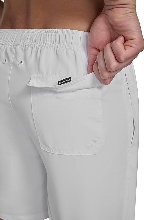 Calvin Klein Men's Volley Quick Dry Lightweight Swim Trunk - White