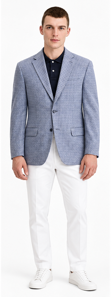 Tommy Men's Modern-Fit Patterned Blazer Color: Light Blue Pattern