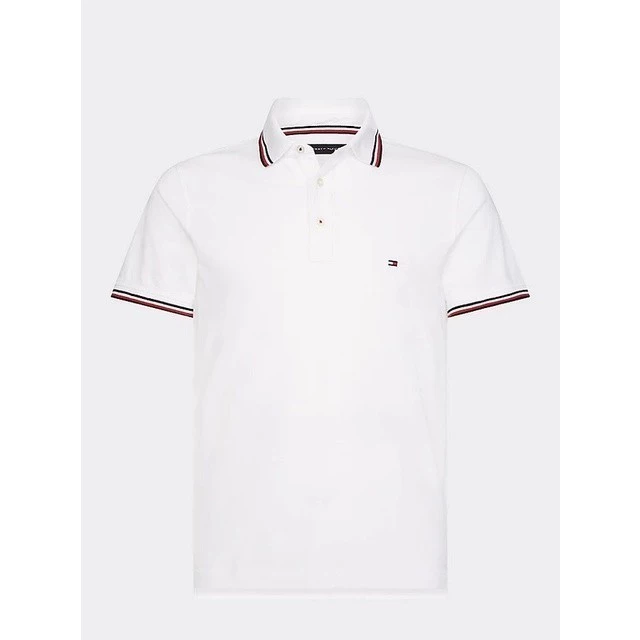 Polo tommy trắng cổ viền