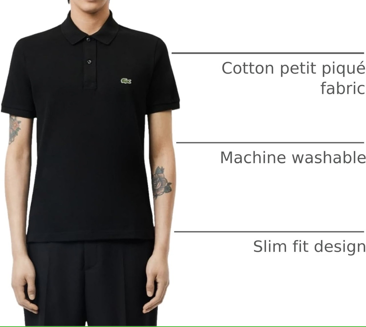 Polo Lacoste Slim Fit L.12.12 Piqué - Black