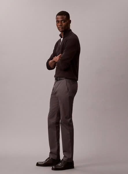 Trousers Calvin Klein Cotton Stretch Slim - Dark Gray