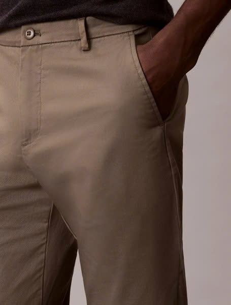 Trousers Calvin Klein Cotton Stretch Slim - Brown