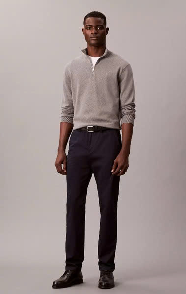 Trousers Calvin Klein Cotton Stretch Slim - Dark Sapphire