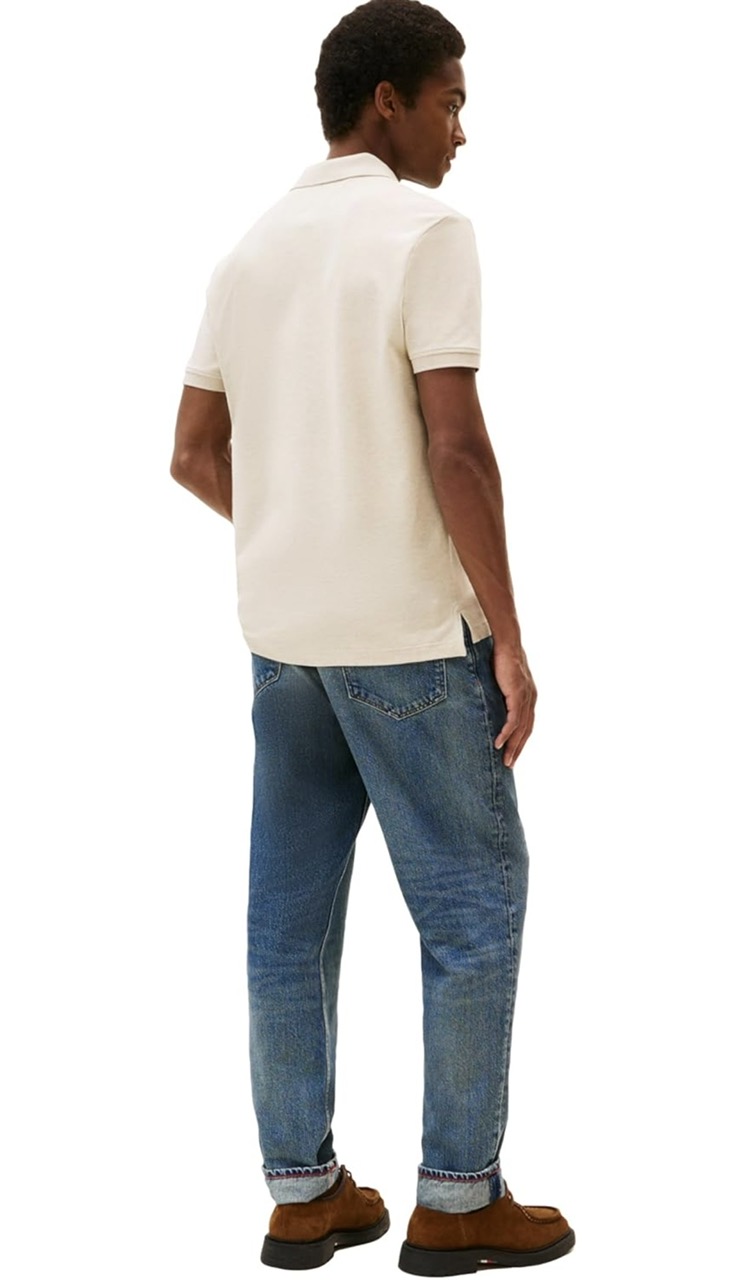 Polo Tommy Hilfiger Piqué Placket Interest Regular Fit - Heathered Oatmilk