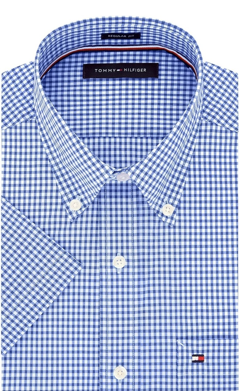 Shirt Tommy Hilfiger Short Sleeve Button-down - Royal