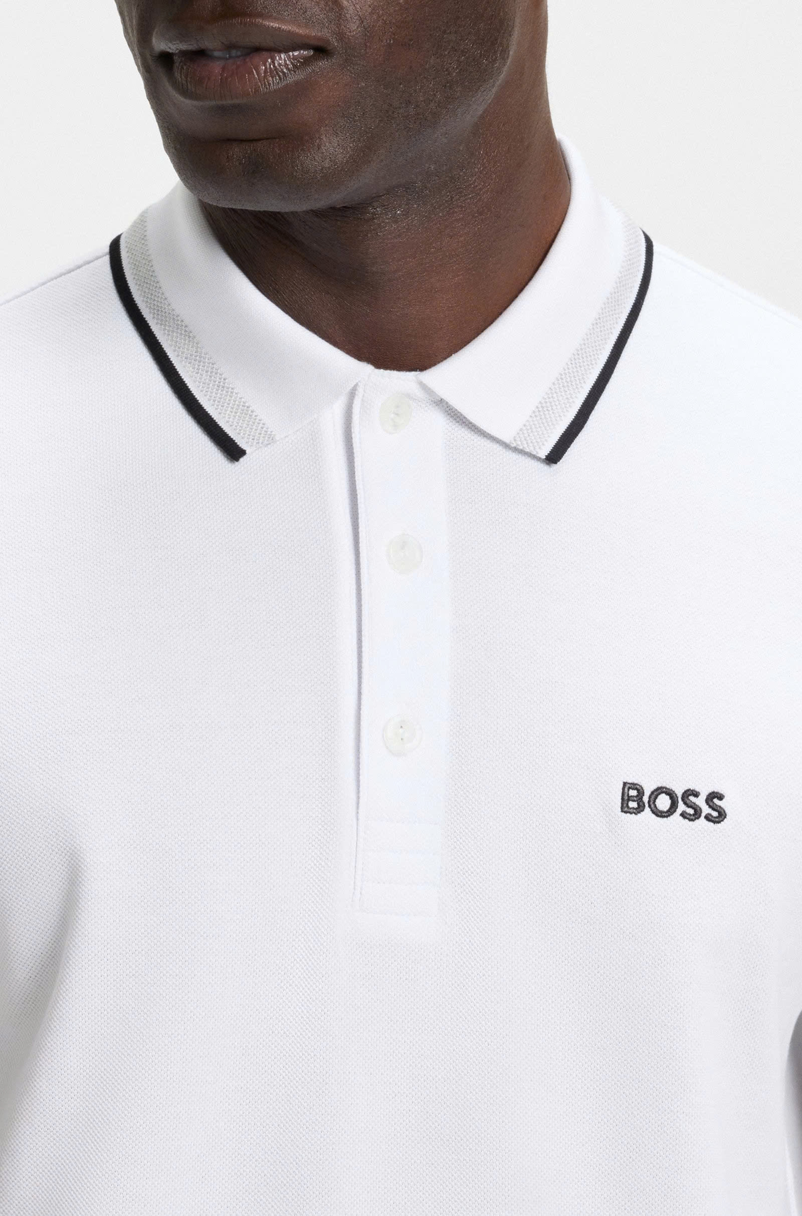 Polo Shirt BOSS Regular Fit Paddy Tipped Collar - White