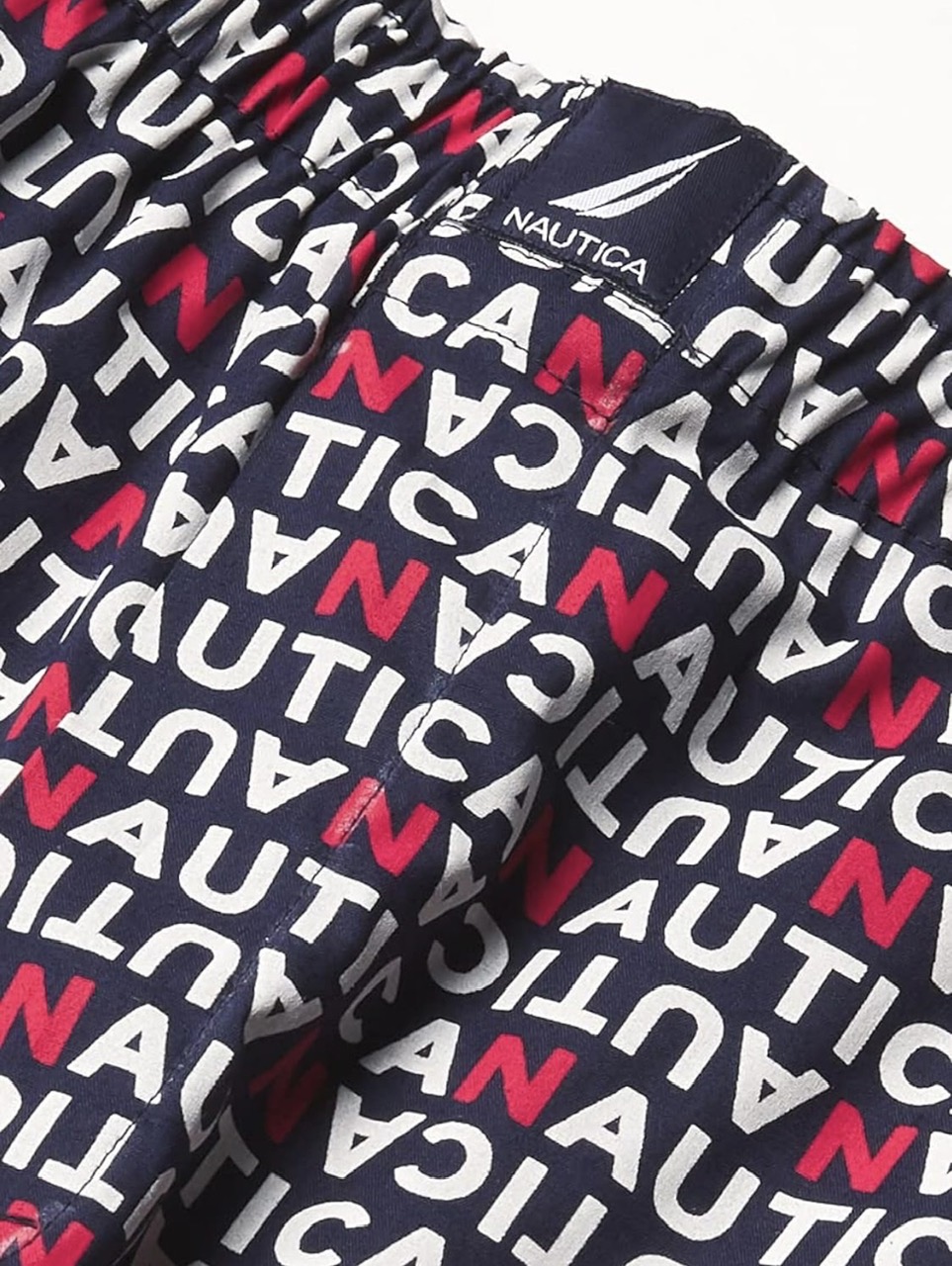 Quần Boxer Nautica Men's Cotton Woven 3 Pack - Peacoat/Tropic Orange/Nautica Logo Print