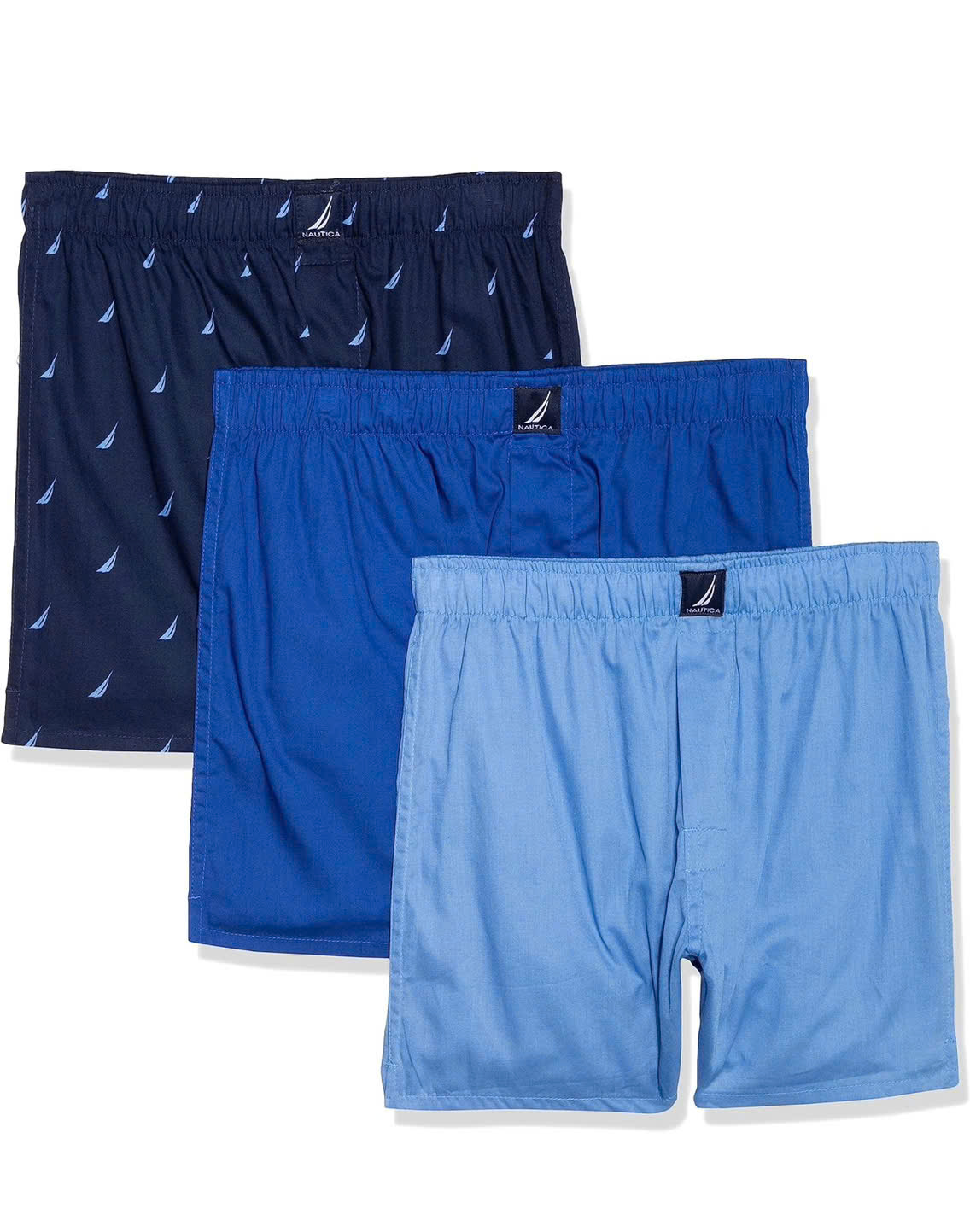 Quần Boxer Nautica Men's Cotton Woven 3 Pack - Aero Blue/Sea Cobalt/Sails-peacoat