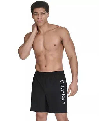 Calvin Klein Men's Volley Quick Dry Lightweight Swim Trunk - Black