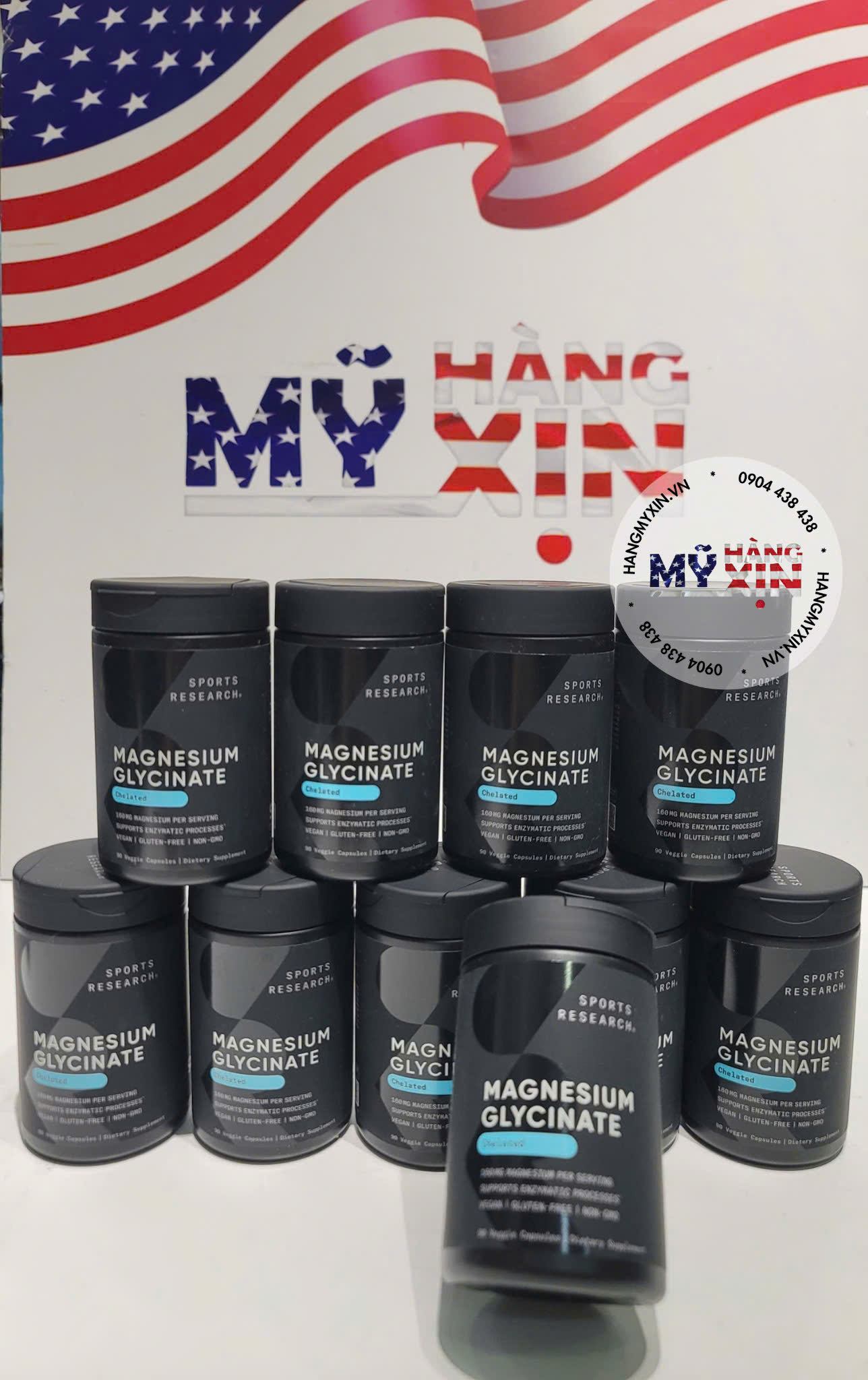 Viên Uống Bổ Sung Sports Research Magnesium Glycinate Veggie Capsule 160mg Giúp Thư Giãn Cơ Bắp và Thần Kinh - Hộp 90 viên nang thực vật
