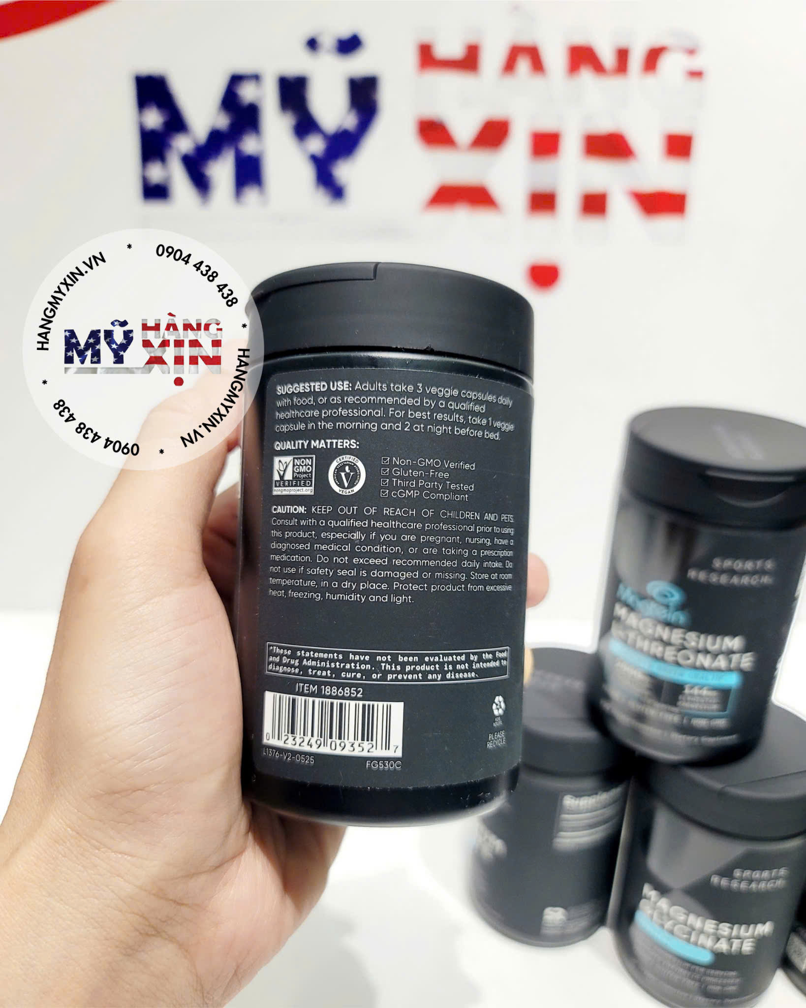 Viên uống bổ sung Magie Sports Research Magtein Magnesium L-Threonate 2000mg - Hỗ trợ sức khỏe não bộ, cải thiện giấc ngủ -135 viên