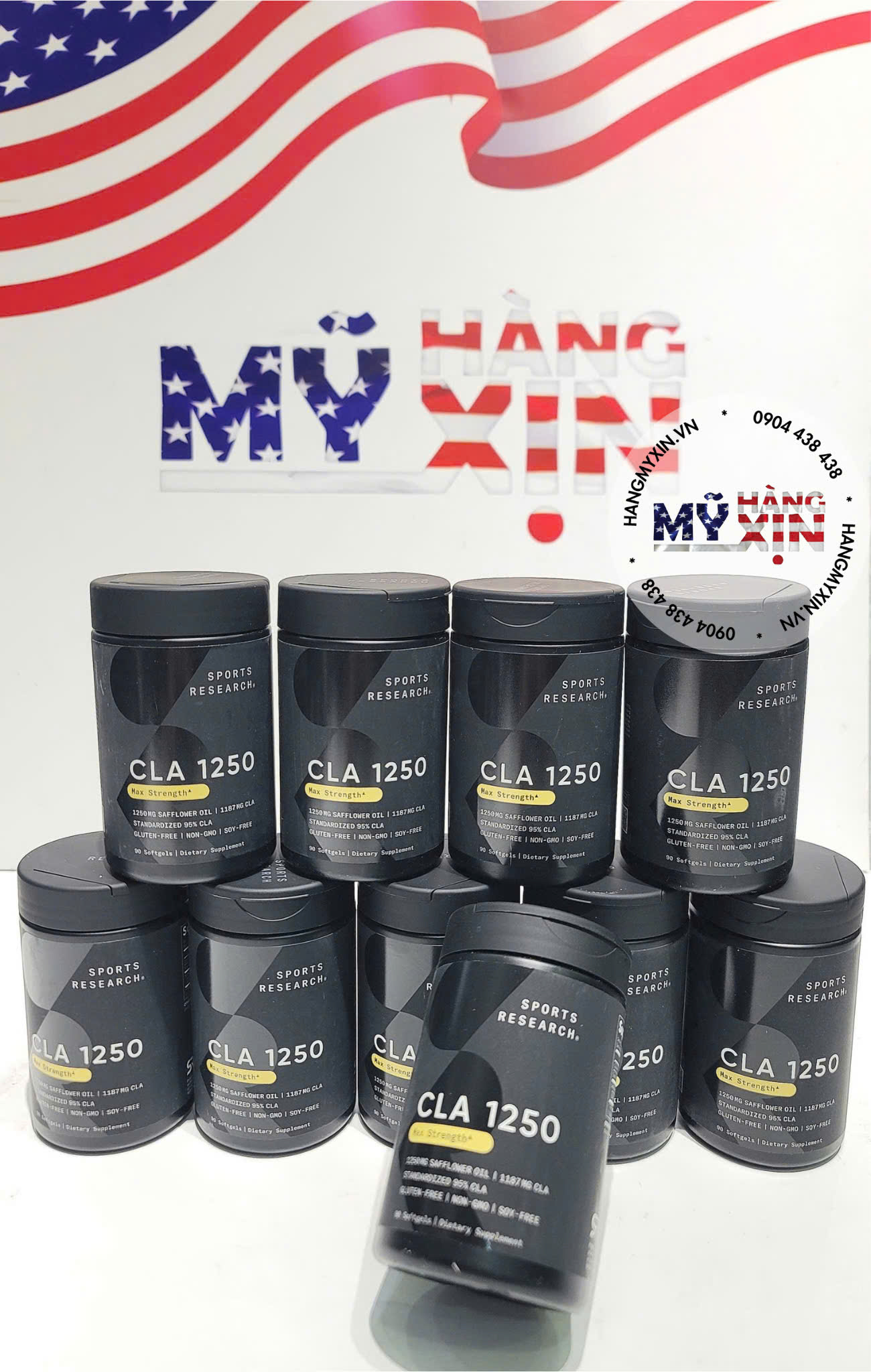 Thực Phẩm Bổ Sung Thể Hình: Viên Uống Hỗ Trợ Giảm Mỡ Thừa Sports Research Max Potency CLA 1250 - hộp 90 viên