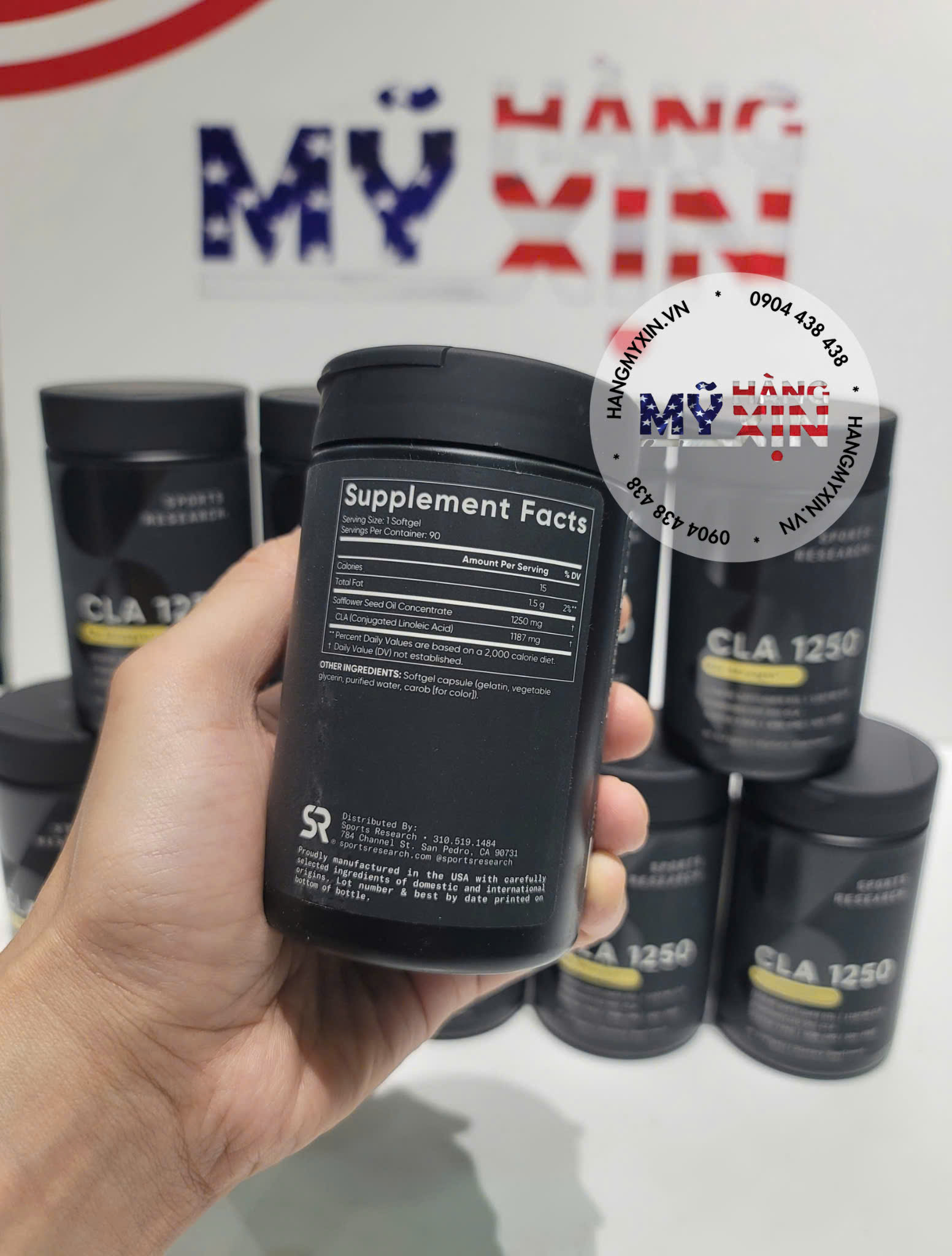 Thực Phẩm Bổ Sung Thể Hình: Viên Uống Hỗ Trợ Giảm Mỡ Thừa Sports Research Max Potency CLA 1250 - hộp 90 viên