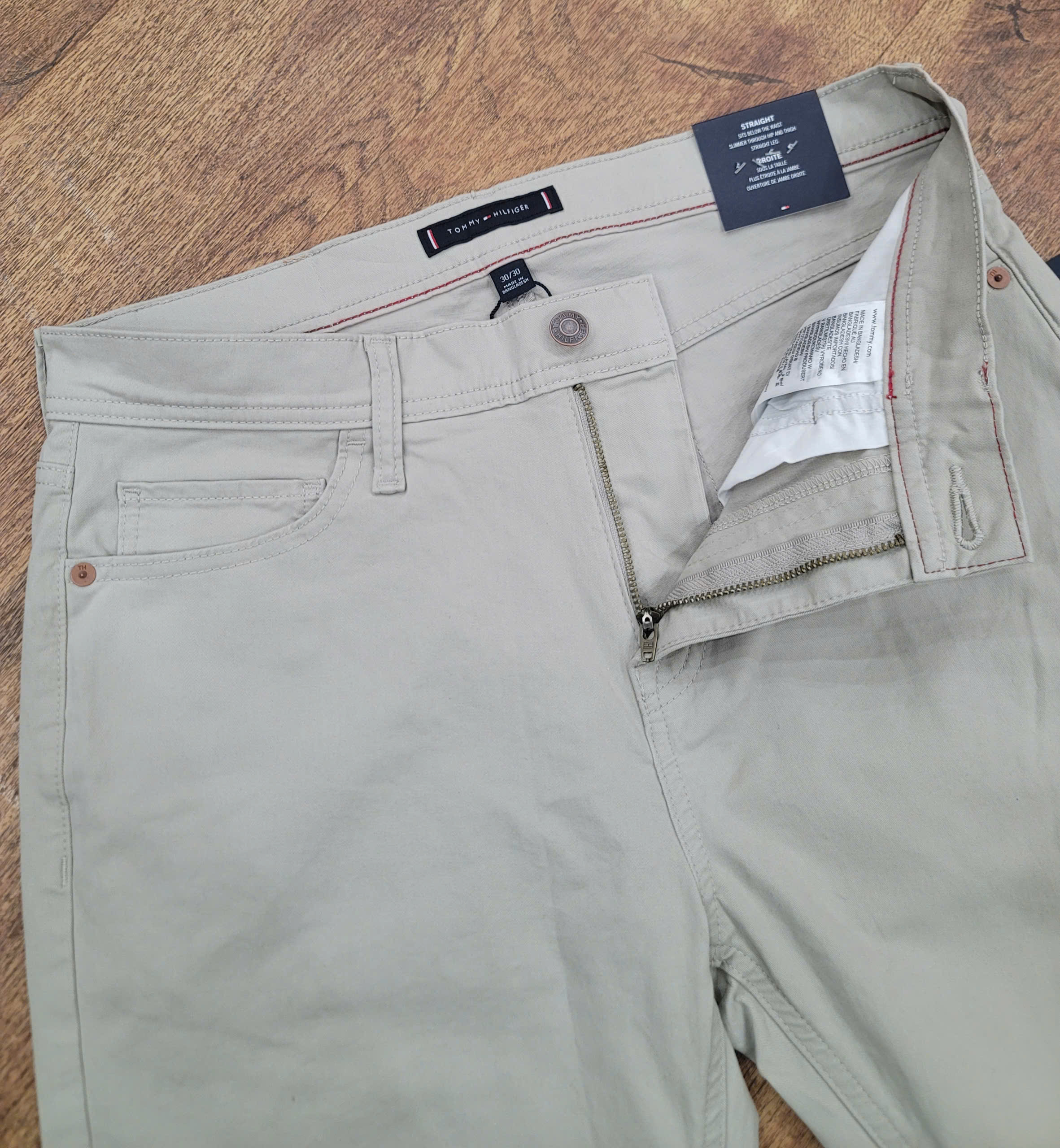 Quần Khaki Tommy Hilfiger THflex Straight 5-Pocket - Light Khaki