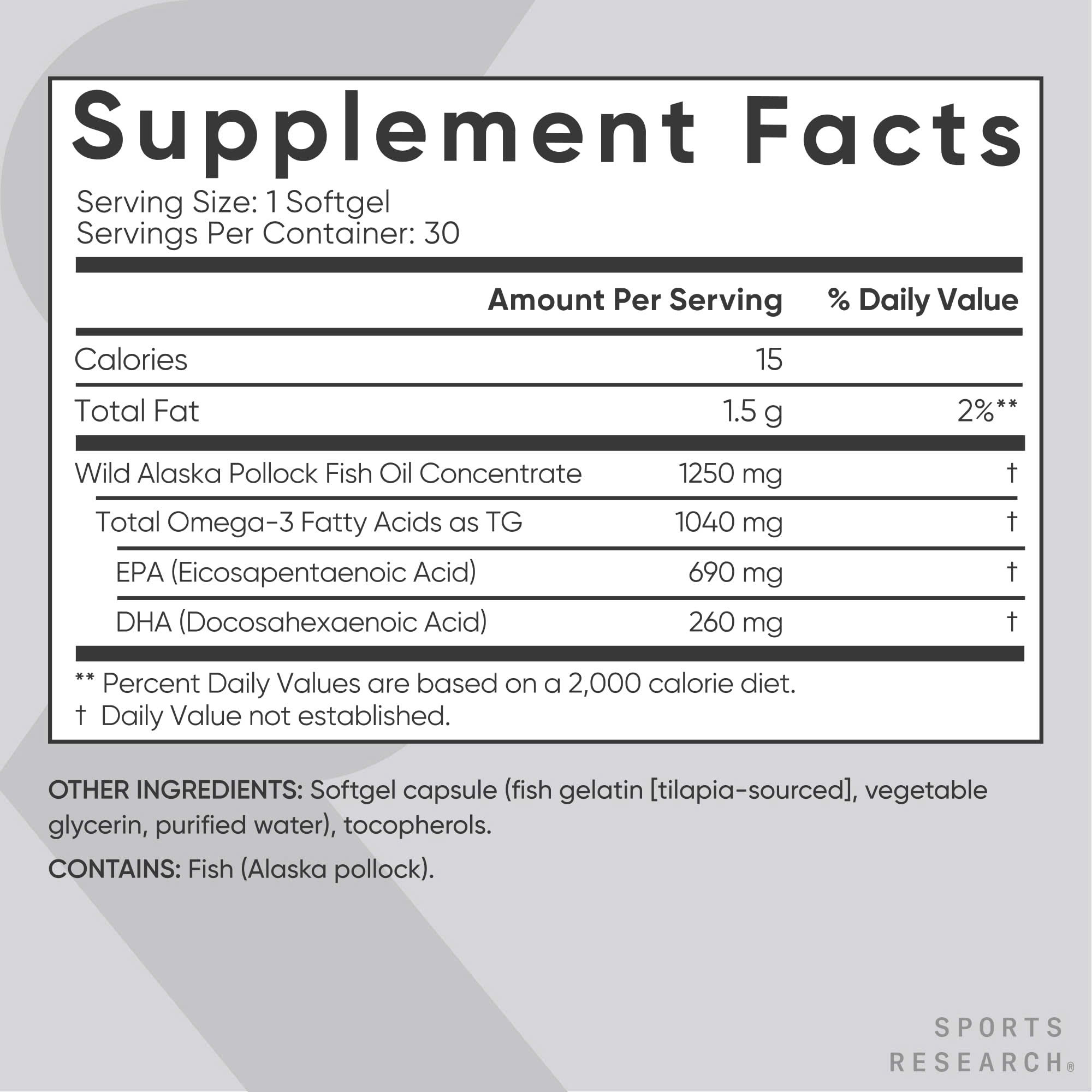 Dầu cá Sports Research Omega-3 Fish Oil Triple Strength –  Bổ sung Omega-3 chất lượng cao, hỗ trợ tim mạch và sức khỏe tổng thể mỗi ngày -150 viên