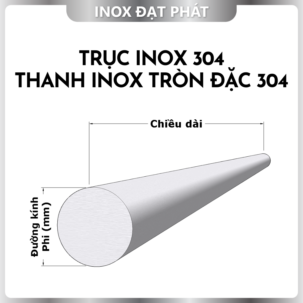 Trục Inox Tròn Đặc 304 phi 25.0 mm / 25.0 ly Công ty Inox Đạt Phát