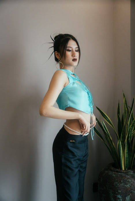 Edgy Pearl-string pants