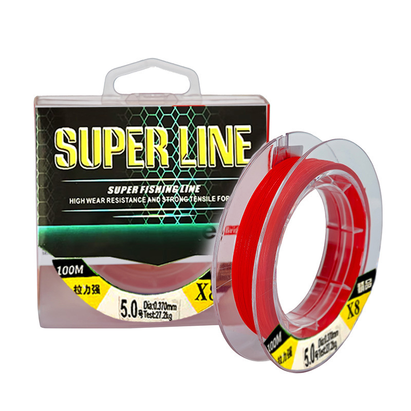 Cuộn 100m Cước Câu Cá PE Đỏ X8 SUPPER LINE, siêu tải