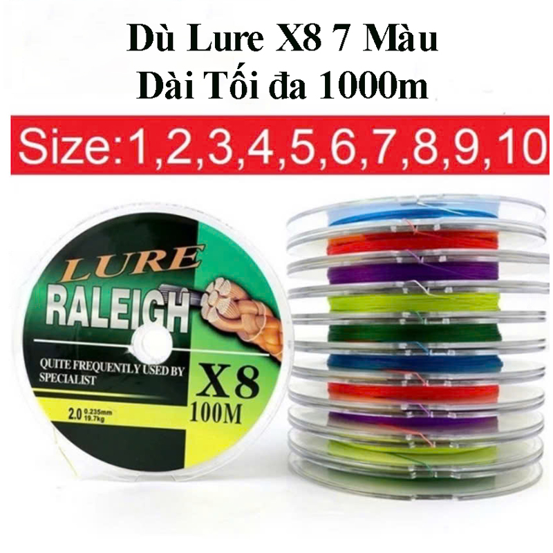 Dù Lure PE X8 - 7 màu ,Chuyên Dùng câu Lure, Tổng Hợp, Cuộn 100m