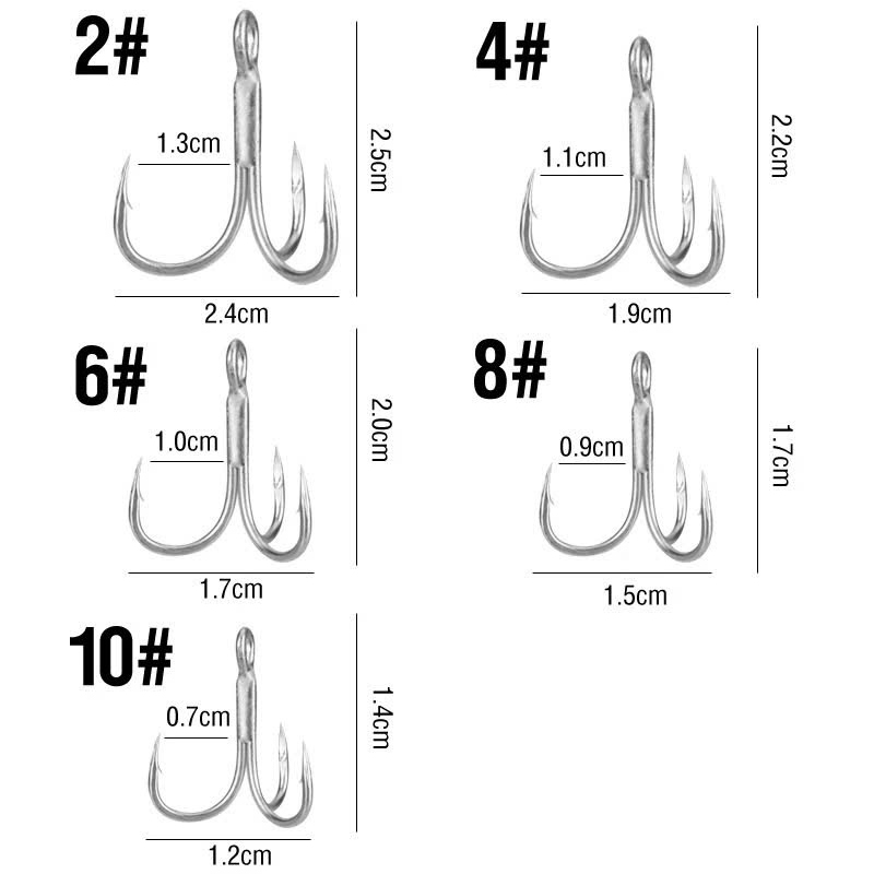 (Combo 5C ) Lưỡi Ba Tiêu Thép Trắng Sử dụng trong câu Lure cá Lóc, Chẽm...