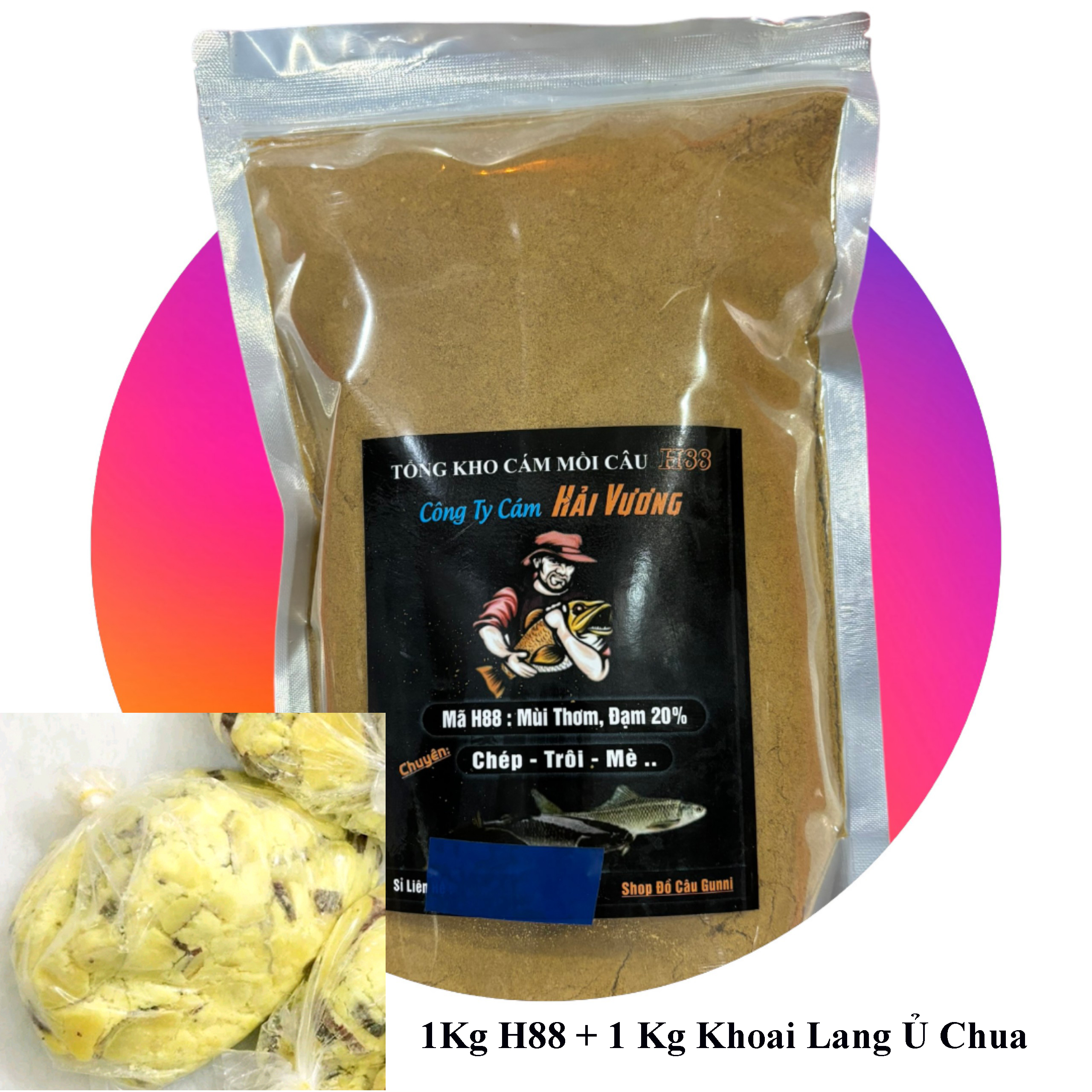 MC09 ( COMBO 2Kg) Gồm 1Kg Cám và 1Kg Khoai Lang Ủ Chua Dùng Câu Chép Trôi Mè, Trắm, Rô Phi.. Cực Nhạy