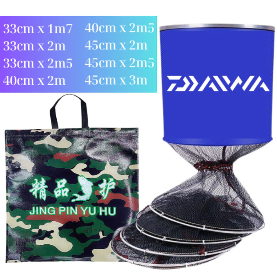 Rọng Cá DAIWA Vòng Thép Nhiều Tầng, Kích Thước Lớn Có Túi Đựng