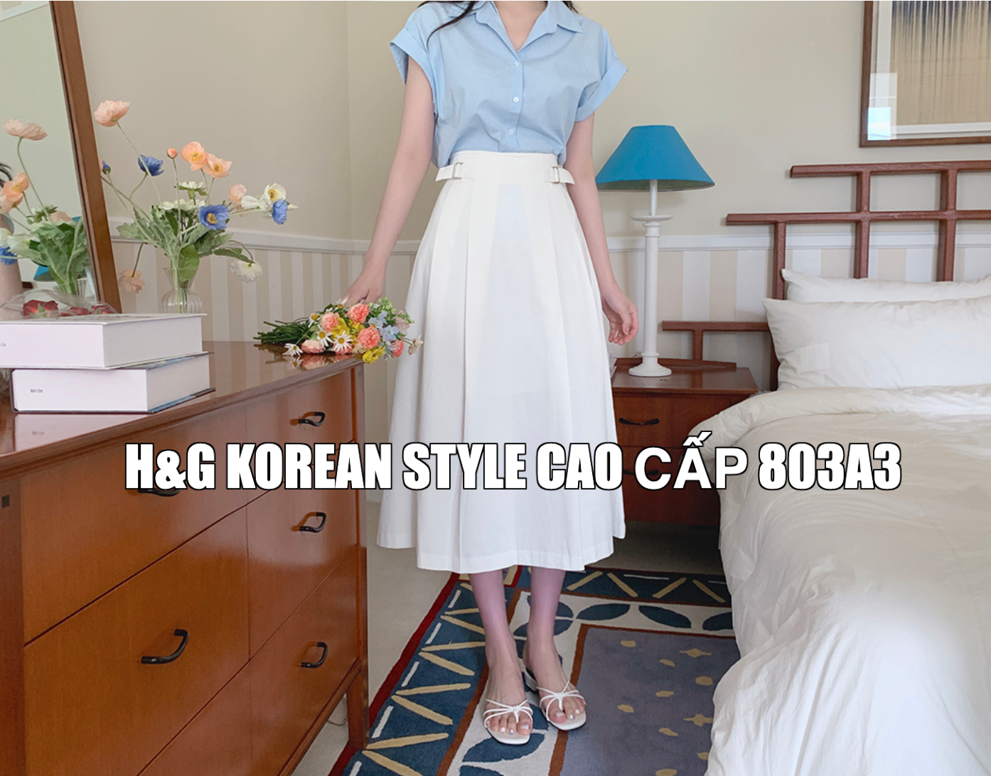 Chân váy Hàn Quốc kẻ xanh | Thời trang Hàn Quốc LEE STYLE