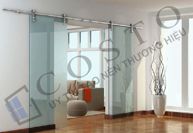 Cửa kính cường lực lùa 2 cánh giá rẻ, chất lượng cao