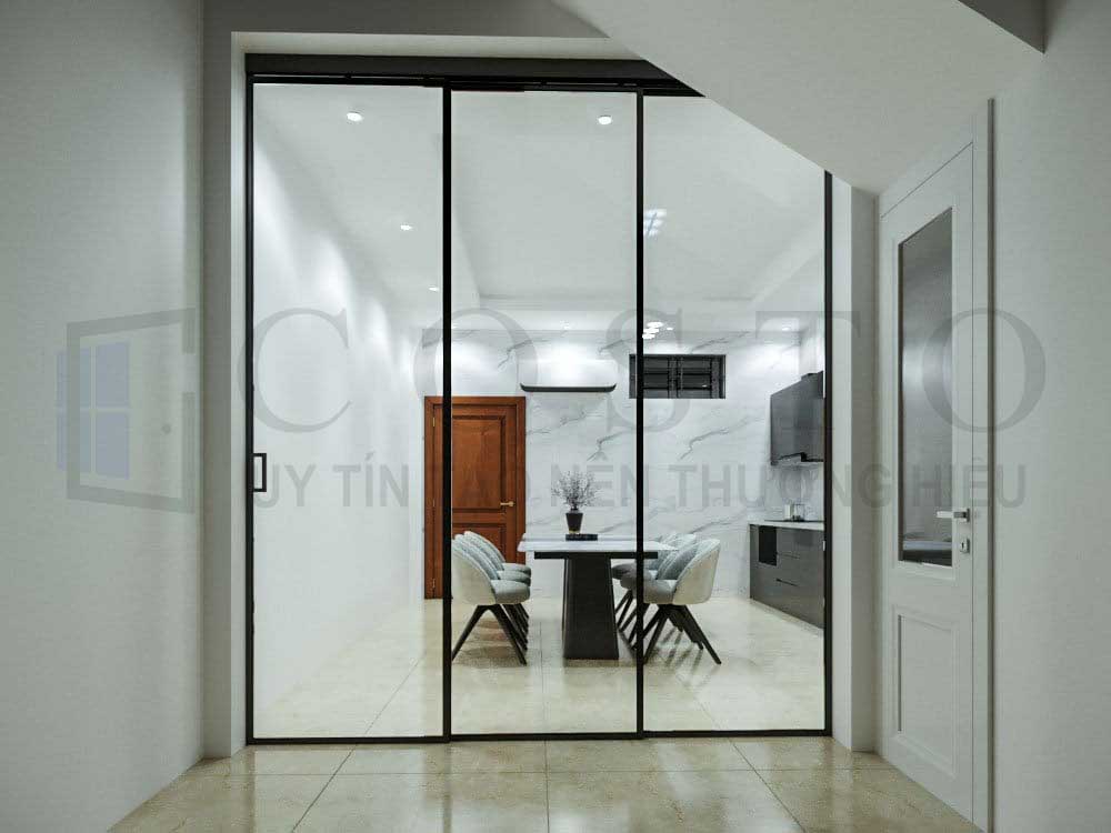 Đánh giá cửa lùa không ray dưới hệ slim