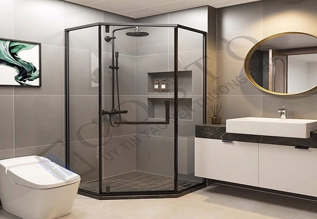 Vách kính tắm slim sang trọng cho phòng tắm hiện đại