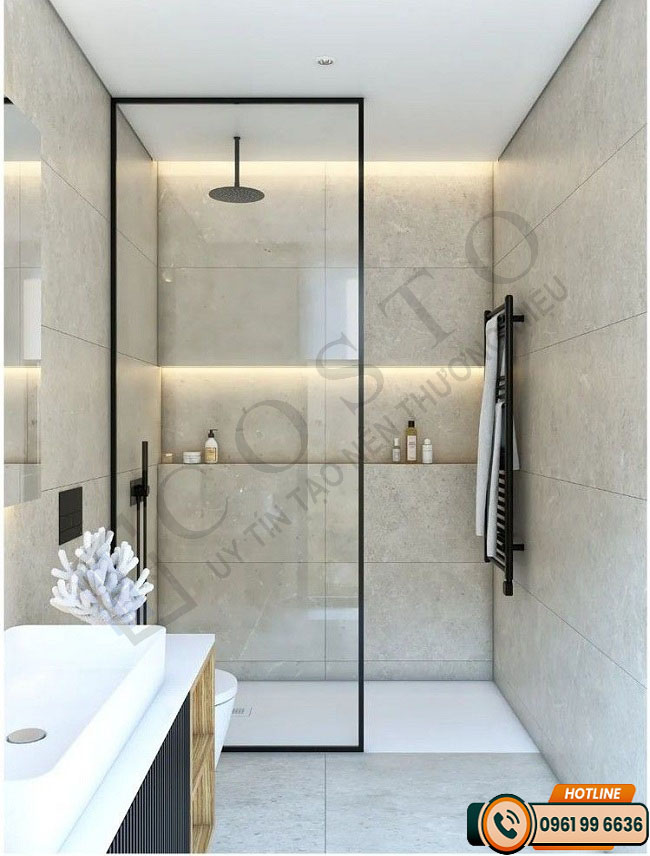 vách kính phòng tắm không cửa