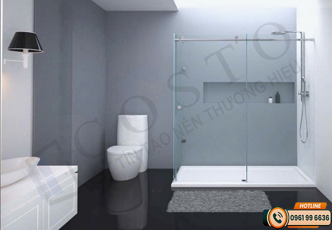 vách kính phòng tắm cửa lùa tại Hà Nội